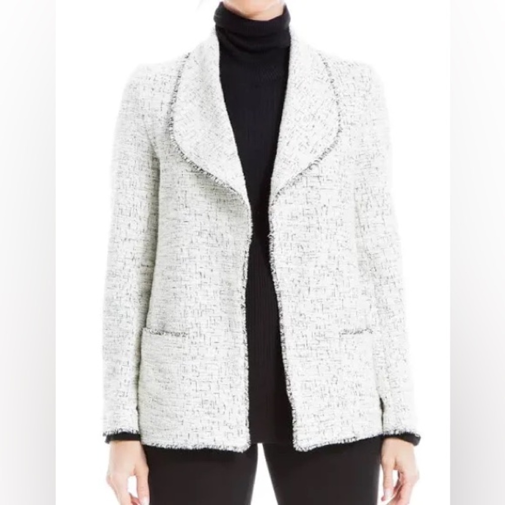Max Studio Women’s Tweed Drape Jacket With Pockets - Sz Small